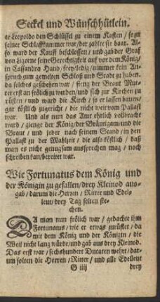 Wie Fortunatus dem König und der Königin zu gefallen/ drey Kleinod ausgab/ darum die Herren ... solten stechen.