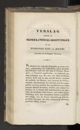 Verslag wegens de Nederlandsche Bezittingen op de Noord-West Kust van Borneo.