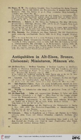 Antiquitäten in Alt-Eisen, Bronze, Cloisonné; Miniaturen, Münzen etc. (Nr. 289 - 322)