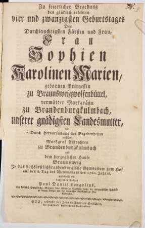 Begebenheiten zwischen Markgraf Albrechten zu Brandenburgkulmbach und dem herzoglichen Hause Braunsweig
