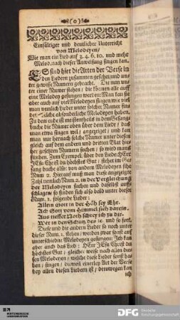 Einfältiger und deutlicher Unterricht von Melodeyen [...].
