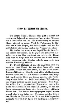 Ueber die Existenz der Materie.