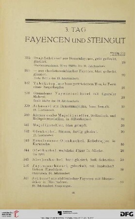 Fayencen und Steingut (Nr. 335-384)