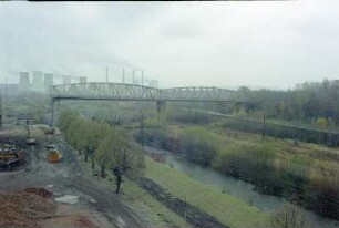 Hochbrücke, Tiefbrücke, Neiße, Kraftwerk Turów, von SW
