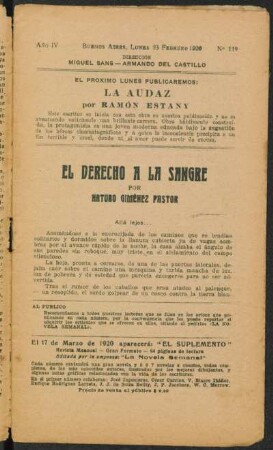 1920004119: El derecho a la sangre