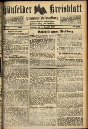 Erste Ausgabe vom Dienstag, den 11. November 1930.