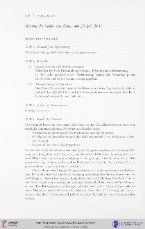 Sitzung der Math.-nat. Klasse am 23. Juli 2010