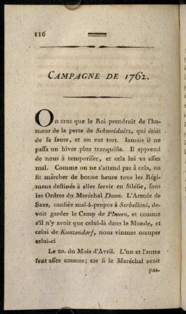 116-164, Campagne de 1762.
