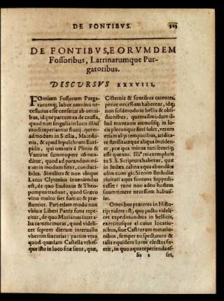 De Fontibus, Eorumdem Fossoribus, Latrinarumque Purgatoribus. Discursus XXXVIII.