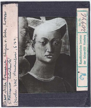 Piero della Francesca: Königin von Saba, Detail. Arezzo, San Francesco