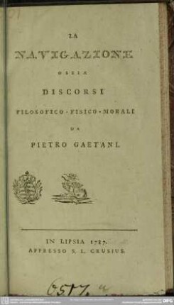 La Navigazione Ossia Discorsi Filosofico-Fisico-Morali
