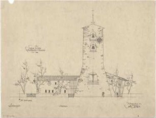 Gsaenger, Gustav; München, Ettalstr. 3; Gethsemane Kirche, Pfarrhaus - Ostseite (Ansicht)