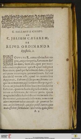 C. Sallustii Crispi: Ad C. Julium Caesarem, de Repub. Ordinanda