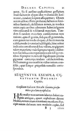 Seqvvntvr Exempla Cvrationvm Doloris Capitis.