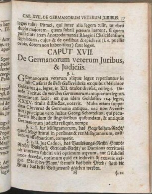 Caput XVII. De Germanorum veterum Juribus, & Judiciis.