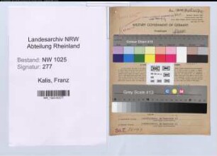 Entnazifizierung Franz Kalis , geb. 27.12.1902 (Kaufmaennischer Angestellter)