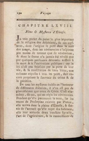 Chapitre LXVIII. Fêtes & Mysteres d'Éleusis.