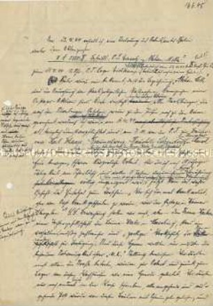 Handschriftliche Notizen zu einem Bericht über die Dienstverpflichtung bei der Organisation Todt - Familienkonvolut