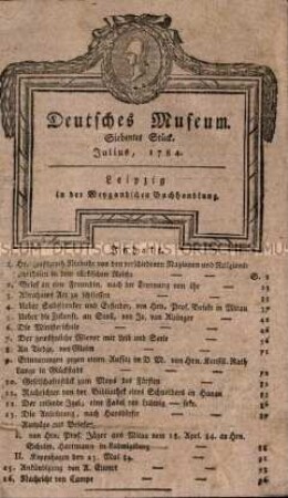 Deutsches Museum. 2. Band. 7.-12. Stück (Juli-Dezember) 1784