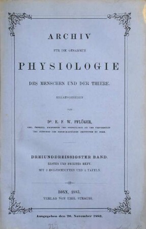 Archiv für die gesamte Physiologie des Menschen und der Thiere. 33, 33. 1884