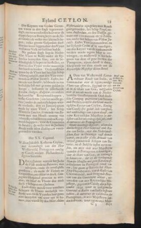 Het XX. capittel. Willem Jakobsz. Koster na Ceylon, met bezendingh van den Heer Westerwold. ...