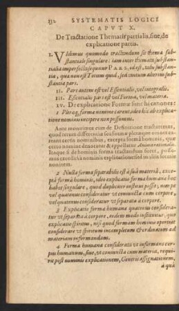 Caput X. De Tractatione Thematis partialis, sive, de explicatione partis.