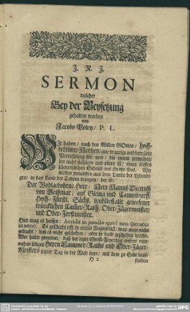 Sermon welcher Bey der Beysetzung gehalten worden von Jacobo Poley