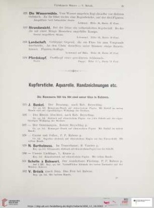 Kupferstiche, Aquarelle, Handzeichnungen etc. (Nr. 325-446)