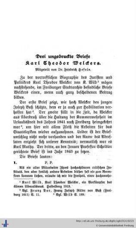Drei ungedruckte Briefe Karl Theodor Welckers.