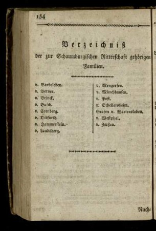 Verzeichniß der zur Schaumburgischen Ritterschaft gehoerigen Familien