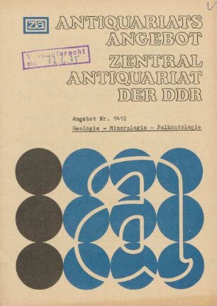 Nr. 1412: Geologie - Mineralogie - Paläontologie