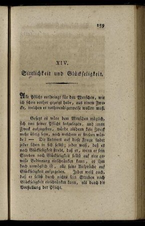 XIV. Sittlichkeit und Glückseligkeit.