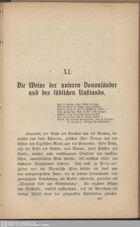 XI. Die Weine der unteren Donauländer und des südlichen Rußlands