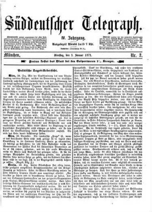 Süddeutscher Telegraph : Münchner Abendzeitung. 1871,1/4 = Jg. 4