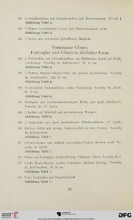 Venetianer Gläser, Fadenglas und Gläser in ähnlicher Form (Nr.144-161)