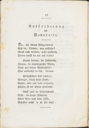 Ausforderung an Bonaparte.