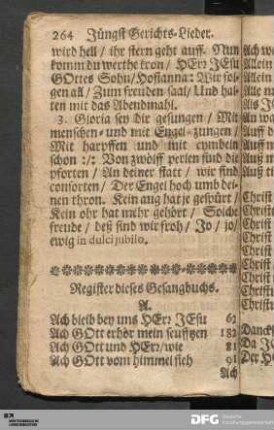 Register dieses Gesangbuchs.