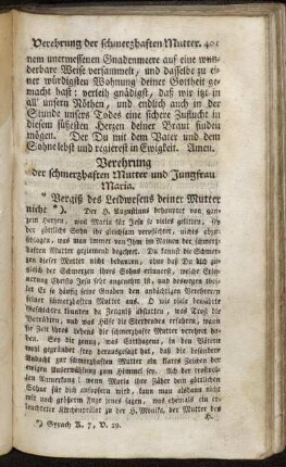 Verehrung der schmerzhaften Mutter. - Litaney von der schmerzhaften Mutter.