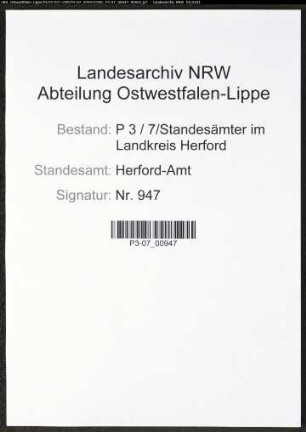 Heiratsregister Standesamt Herford-Amt