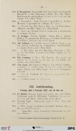 III. Auctionstag (Nr. 650-725)