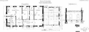 Endersbach: Empfangsgebäude Grundriss und Längenschnitt