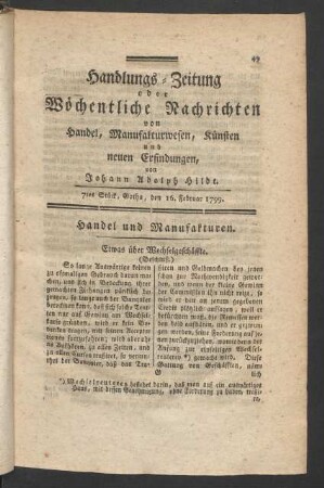 7tes Stück, Gotha, den 16. Februar 1799.
