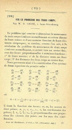 Sur le problème des trois corps.