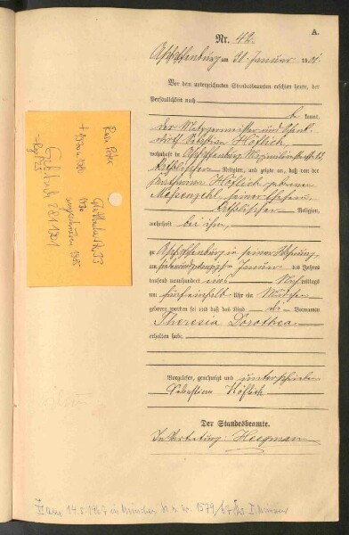 Standesamtsbuch der Stadt Aschaffenburg: Geburten 365/1900 - 184/1901