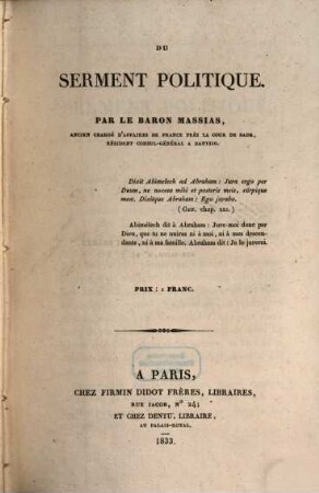 Du Serment politique