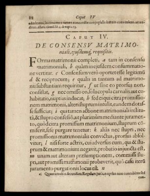 Caput IV. De Consensu Matrimoniali, eiusdemque requisitis