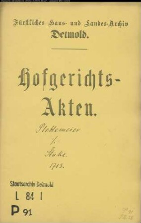 Plettemeyer, Joh. Henrich zu Heidelbeck gegen Bartold Stuke, jetzt Depping zu Herbrechtsdorf - Brautschatz