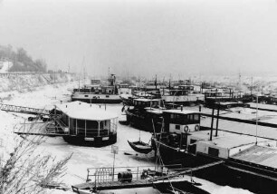 Eisperiode Januar 1963 im Rhein bei Oberwinter