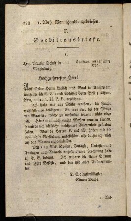 288-296, F. Speditionsbriefe.