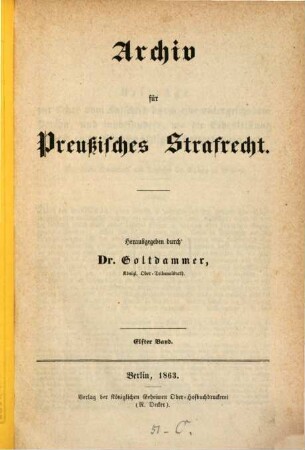 Archiv für preußisches Strafrecht. 11, 11. 1863